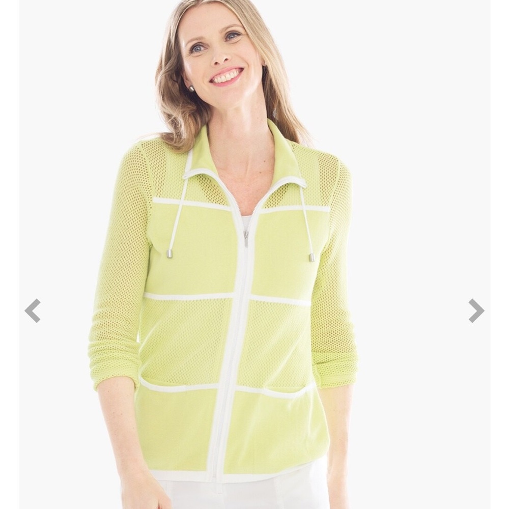Zenergy Chico’s Lissa Mesh-Knit Sweater Jacket